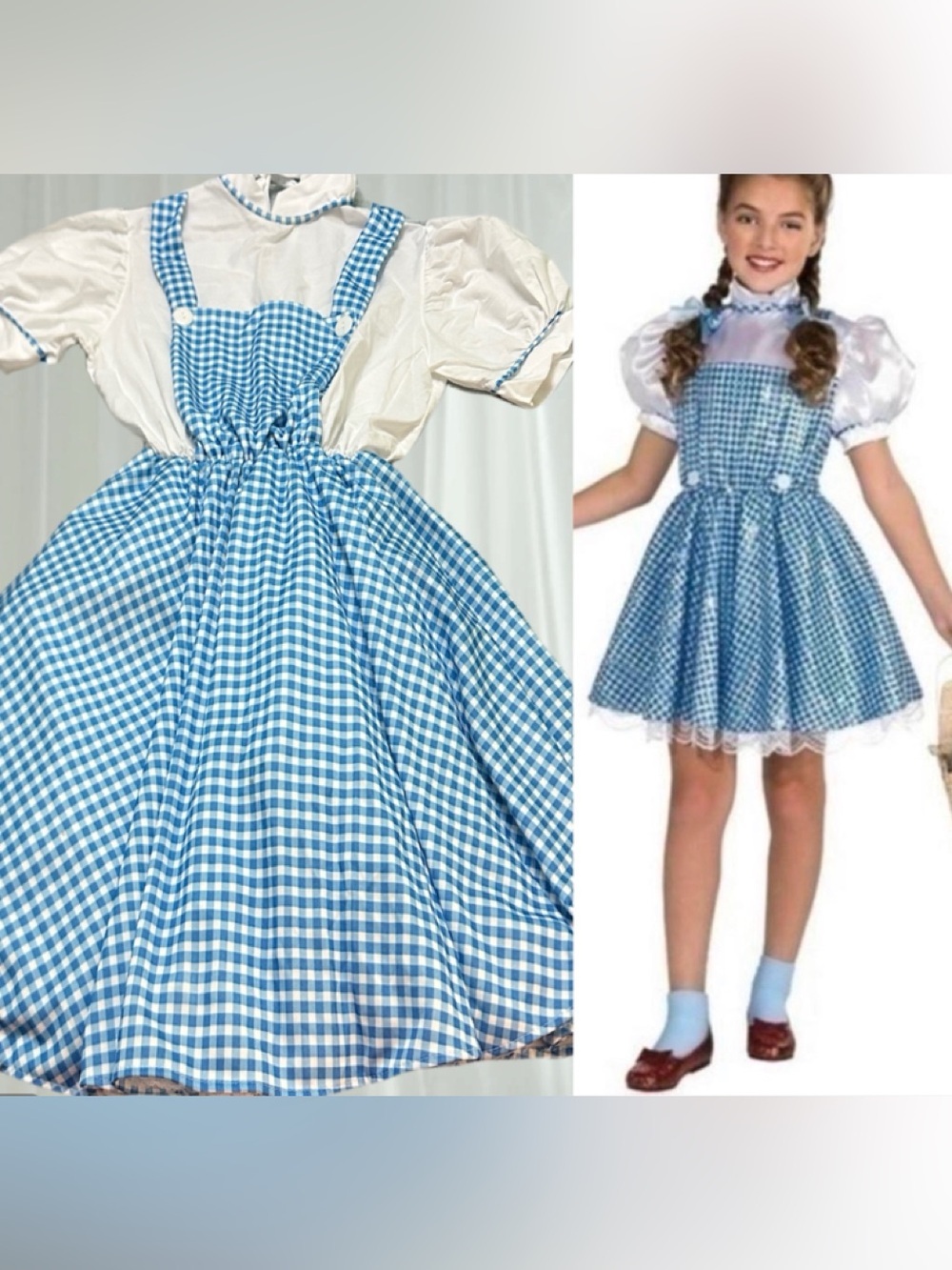 Wizard Of Oz Blue Gingham Pinafore Costume Dress One Size
